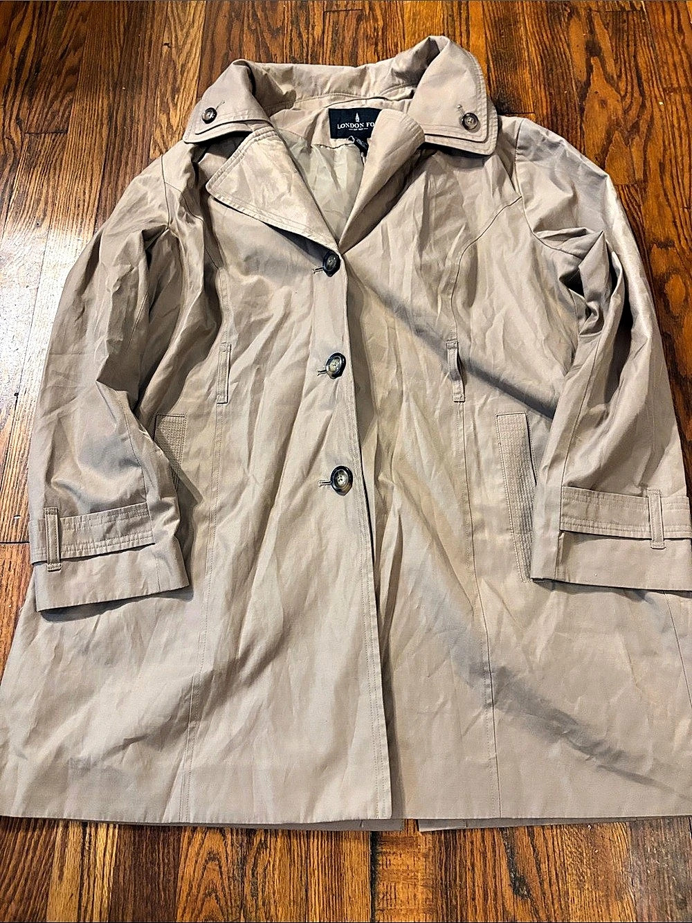 🎉London Fog Hooded Single-Breasted Trench Coat Women's Trench Coat in Beige Size